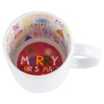 Бяла чаша с цветна вътрешност Merry Christmas