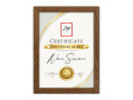 Рамка за сертификат Certificate A4, дървена, кафява