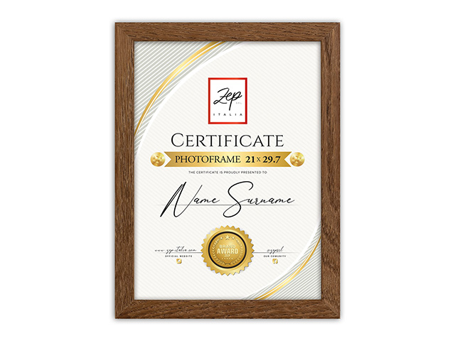 Certificate 1.jpg Рамка за сертификат Certificate A4, дървена, кафява - Image 1