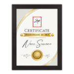 Рамка за сертификат Certificate A4, дървена, черна