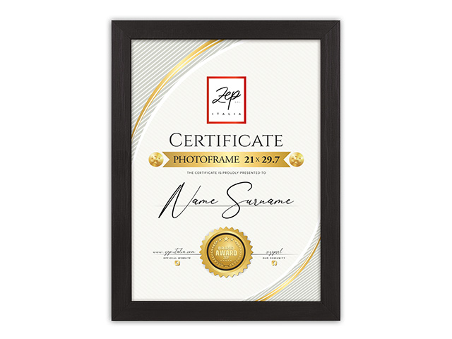 Certificate Black 1.jpg Рамка за сертификат Certificate A4, дървена, черна - Image 1