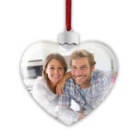 Декоративна коледна топка сърце Lovely Heart с място за снимка 8х10 см, прозрачна