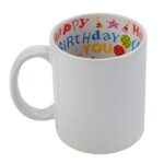 Бяла чаша с цветна вътрешност Happy Birthday - Image 2