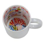 Бяла чаша с цветна вътрешност Happy Birthday