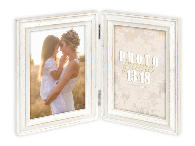 Rosel White 2Q 1 Рамка за снимки тип галерия Rosel White 2Q за 2 броя 10х15см и 13x18см., дървена - Image 1