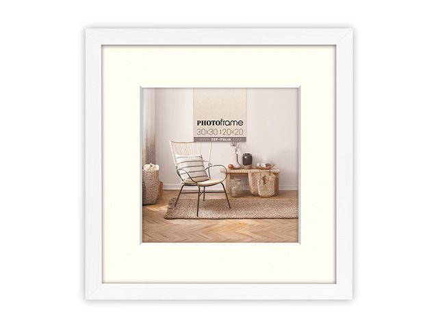 Malmo 1 Рамка за снимки Malmo 30x30 см., с паспарту за 20х20 см., дървена, бяла - Image 1